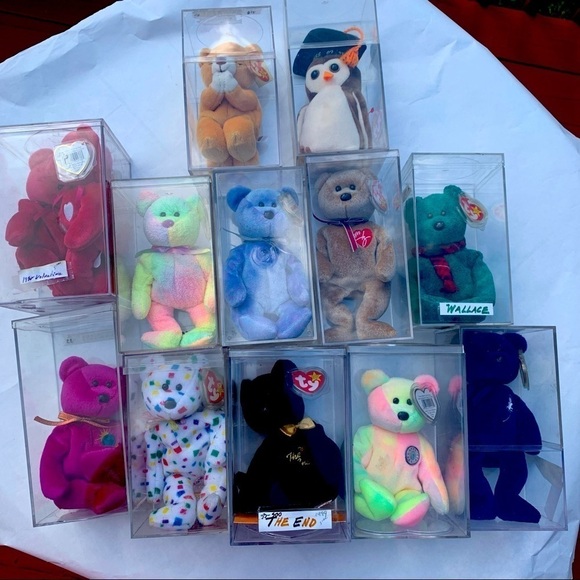 Vintage collector Beanie Baby Bear Collection 13 mix bear lot with cases